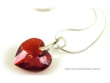 Silver Necklace with Swarovski Elements Heart "Crystal Red Magma"