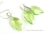 Bijou Gio Design™ Set Plata Pendientes y Collar con Swarovski Elements Leaf "Peridot"