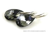 Silver Earrings with Swarovski Elements Pear-Shaped "Crystal Silver Night"