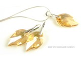 Bijou Gio Design™ Set Silver Earrings and Necklace with Swarovski Elements Leaf "Crystal Golden Shadow"