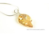 Silver Necklace with Swarovski Elements Leaf "Crystal Golden Shadow"