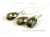 Bijou Gio Design™ Set Silber Ohrringe und Halskette mit Swarovski Elements Pear-Shaped "Bronze Shade"