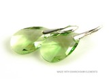 Silber Ohrringe mit Swarovski Elements Pear-shaped "Peridot"
