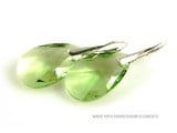 Silver Earrings with Swarovski Elements Pear-shaped "Peridot"