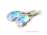 Silver Earrings with Swarovski Elements Pear-Shaped "Crystal AB"