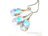 Bijou Gio Design™ Set Silber Ohrringe und Halskette mit Swarovski Elements Pear-Shaped "Crystal AB"