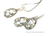 Bijou Gio Design™ Set Silber Ohrringe und Halskette mit Swarovski Elements Pear-Shaped "Crystal Gold Patina"