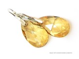 Silver Earrings with Swarovski Elements Pear-Shaped "Golden Shadow"
