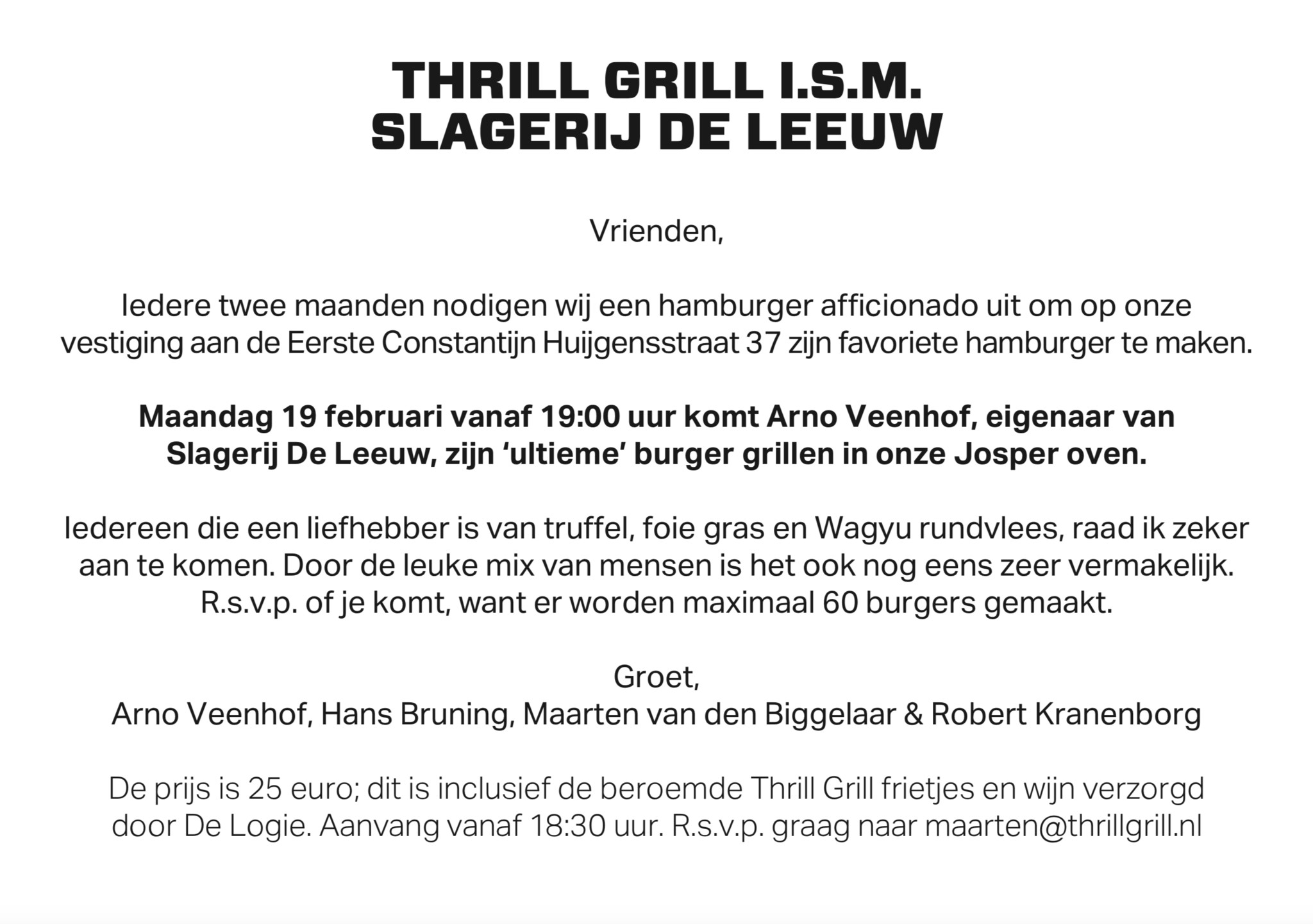 Burger Night Thrill Grill & Slagerij De Leeuw