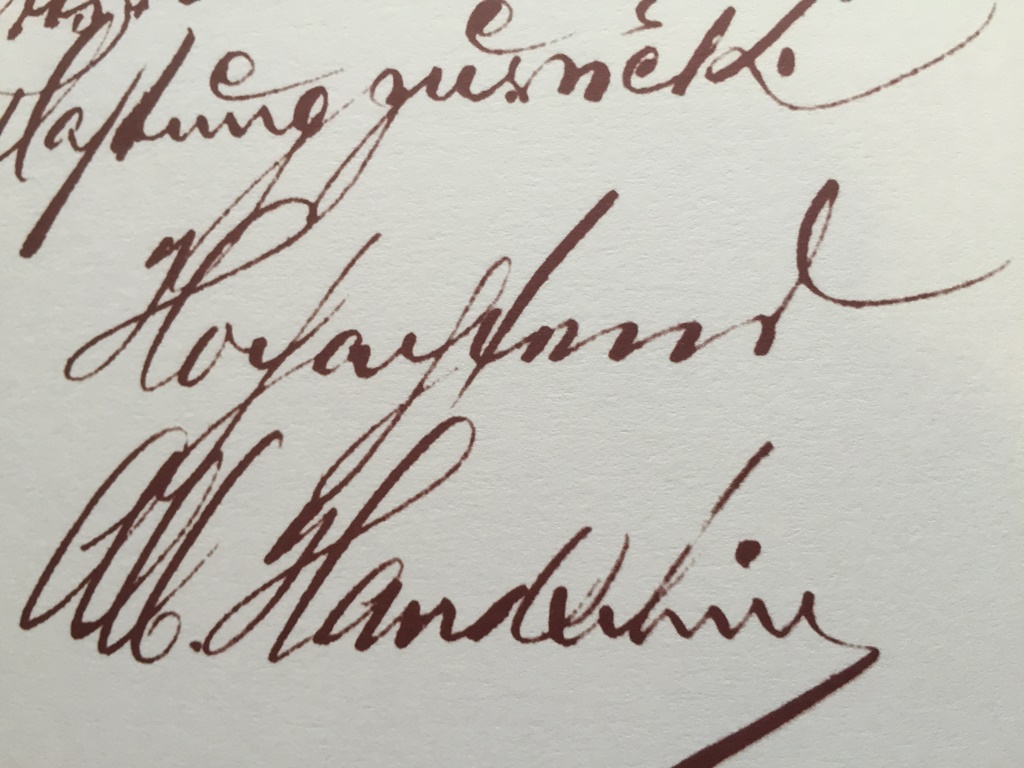 Original Signature Albert Handschin Dating From 1922