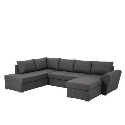 FYN Stan hoekzetel slaapbank met chaise longue rechts en opbergruimte stof grijs