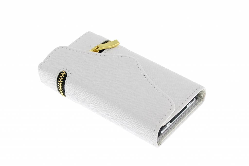 Image of Witte classic portemonnee hoes met rits voor de iPhone 4/4S