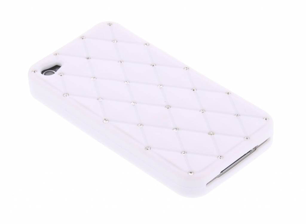 Image of Witte siliconen hoes met strass-steentjes voor de iPhone 4 / 4s