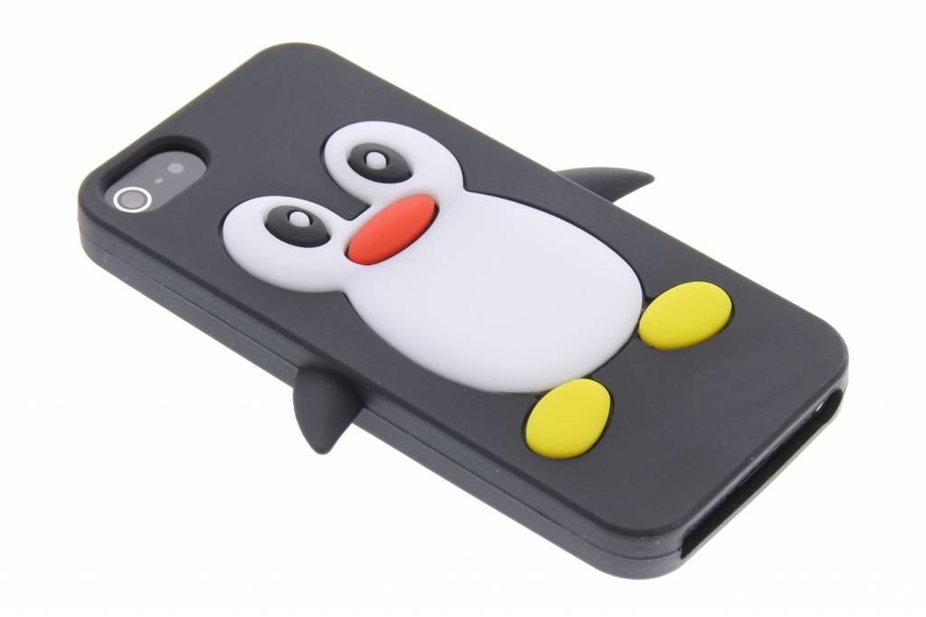 Image of Zwart pinguin siliconen hoesje voor de iPhone 5 / 5s / SE