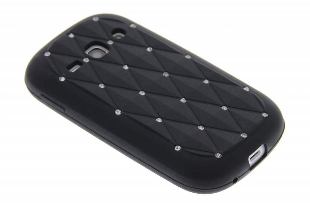 Image of Zwart siliconen hoesje met strass voor de Samsung Galaxy Fame