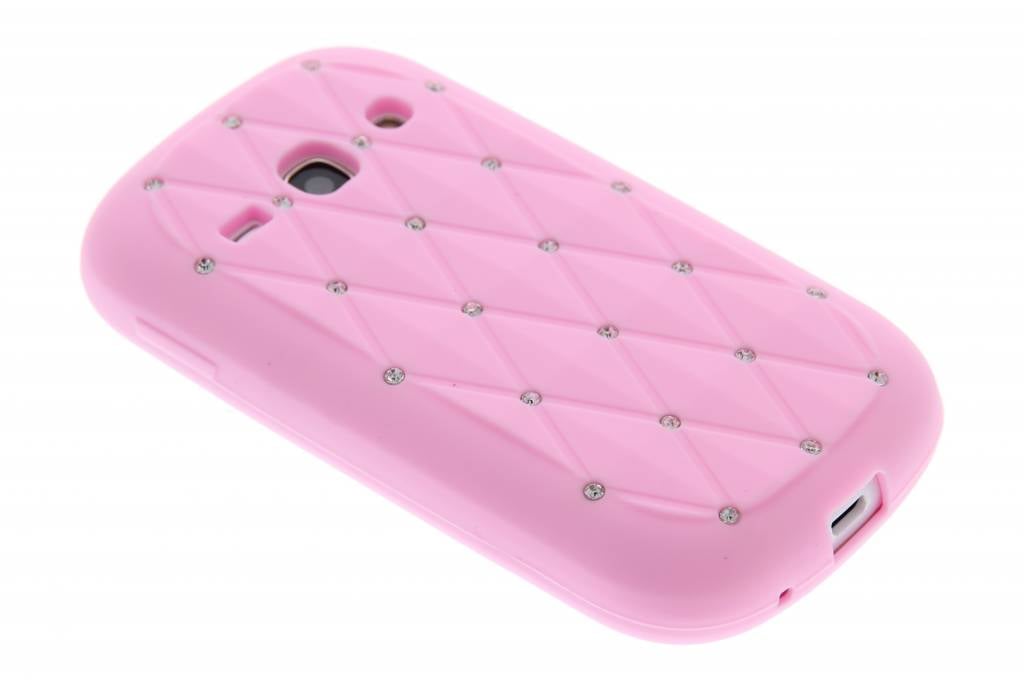 Image of Roze siliconen hoesje met strass voor de Samsung Galaxy Fame