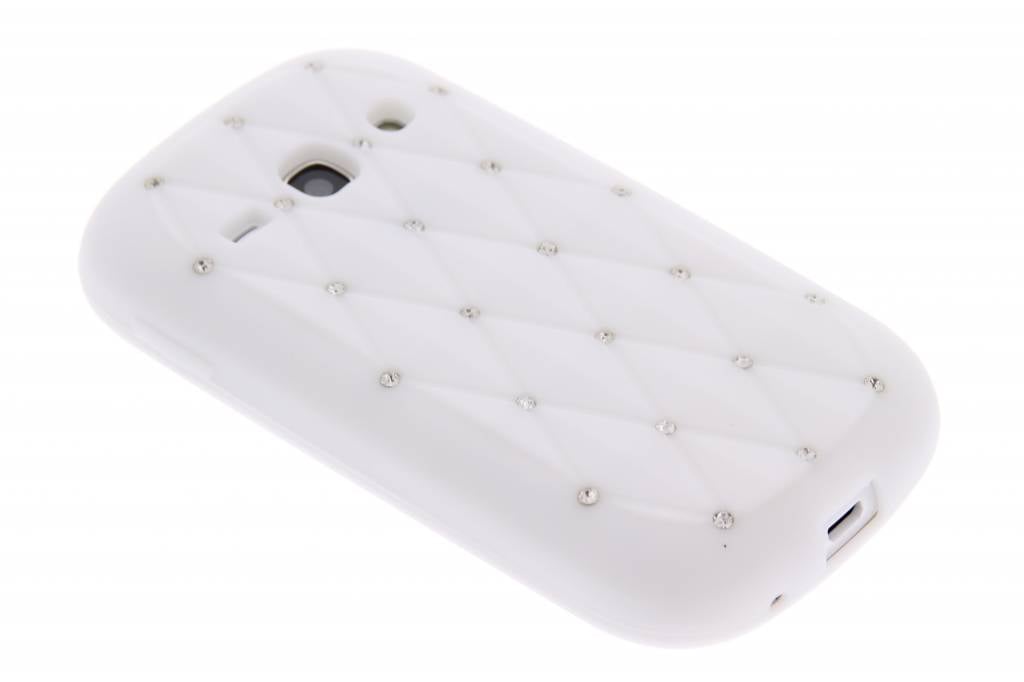 Image of Wit siliconen hoesje met strass voor de Samsung Galaxy Fame