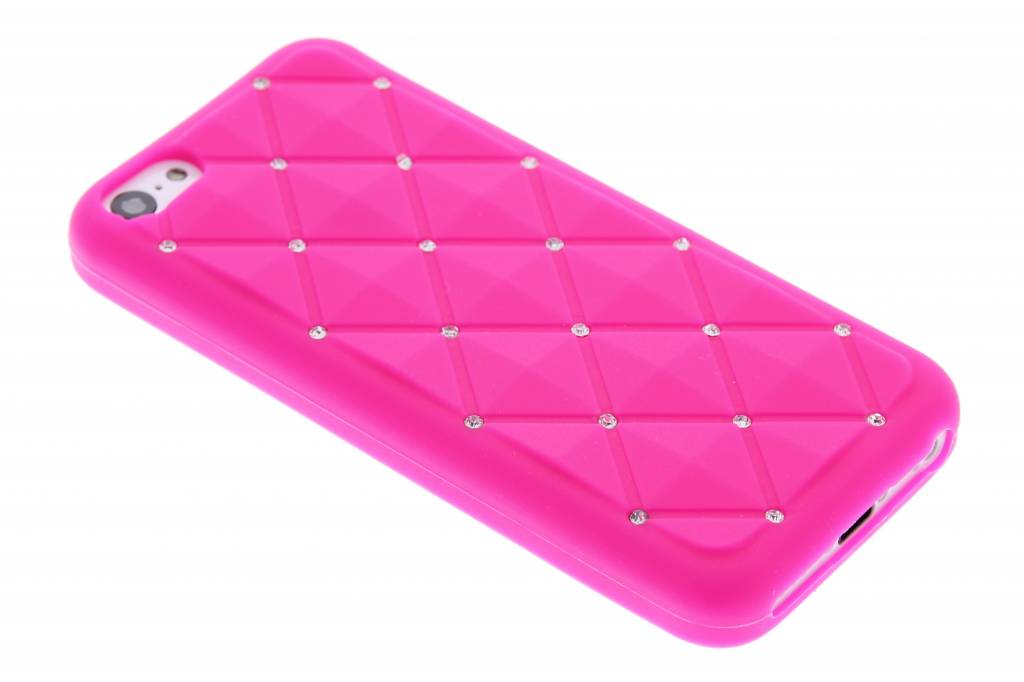 Image of Fuchsia siliconen hoesje met strass voor de iPhone 5c