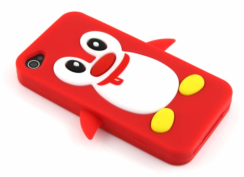 Image of Rood pinguin siliconen hoesje voor de iPhone 4(s)