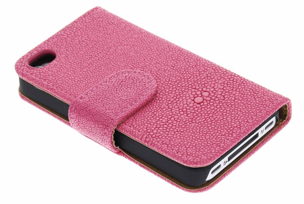 Image of Fuchsia glanzende ribbelige booktype hoes voor de iPhone 4 / 4s