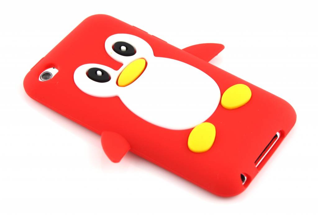 Image of Rood pinguin siliconen hoesje voor de iPod Touch 4g