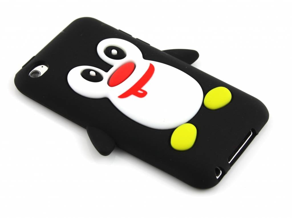 Image of Zwart pinguin siliconen hoesje voor de iPod Touch 4g