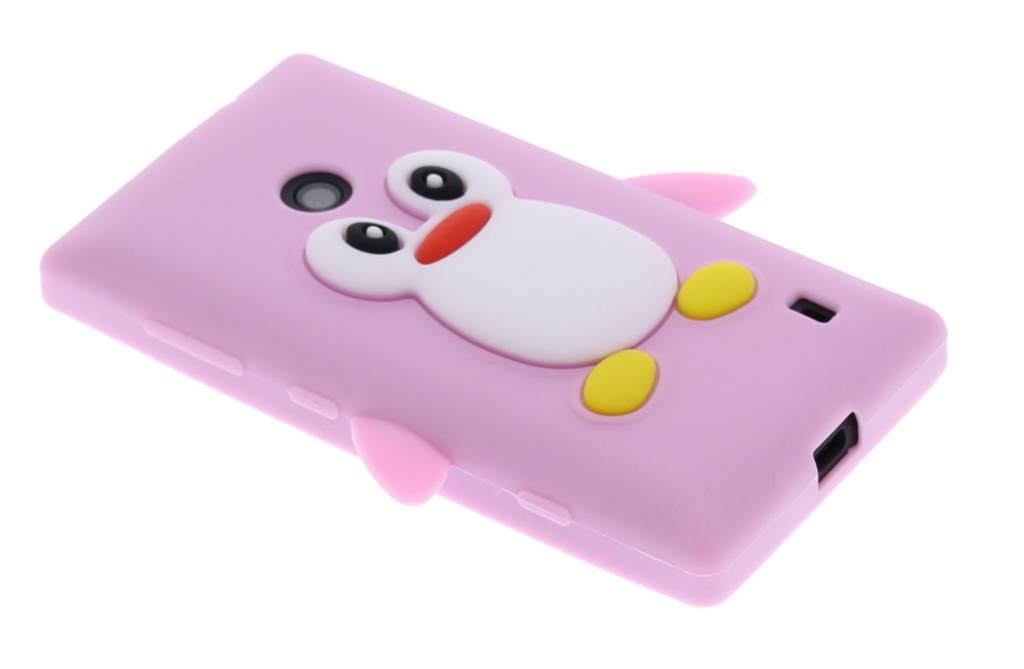 Image of Roze pinguin siliconen hoesje voor de Nokia Lumia 520