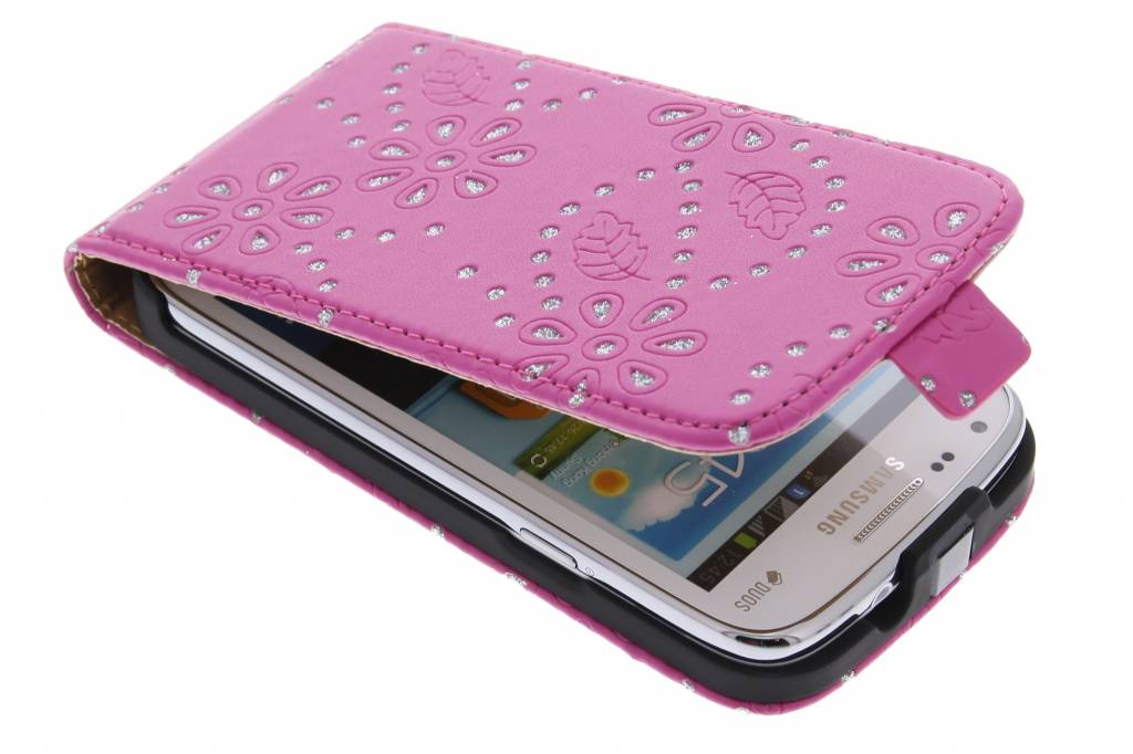 Image of Fuchsia bloemblad flipcase voor de Samsung Galaxy Core i8260