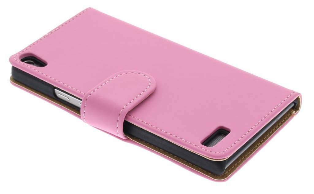 Image of Roze effen booktype hoes voor de Huawei Ascend P6 / P6s