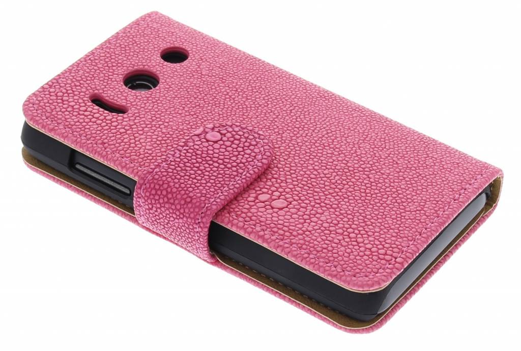 Image of Fuchsia glanzend ribbelig booktype hoes voor de Huawei Y300