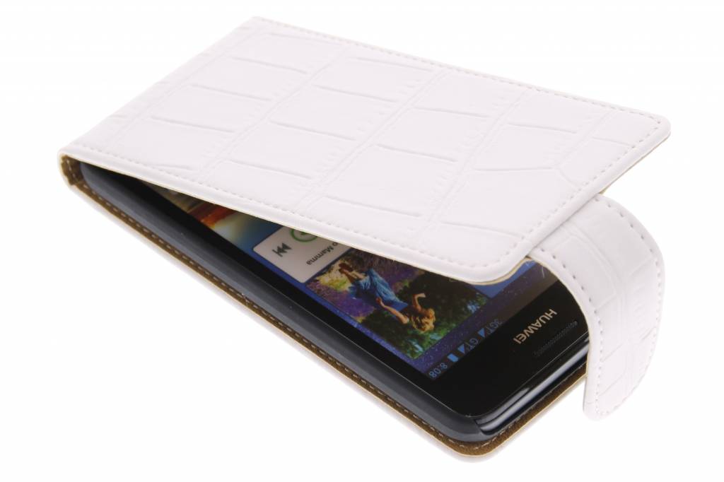 Image of Wit krokodil flipcase voor de Huawei Ascend G510