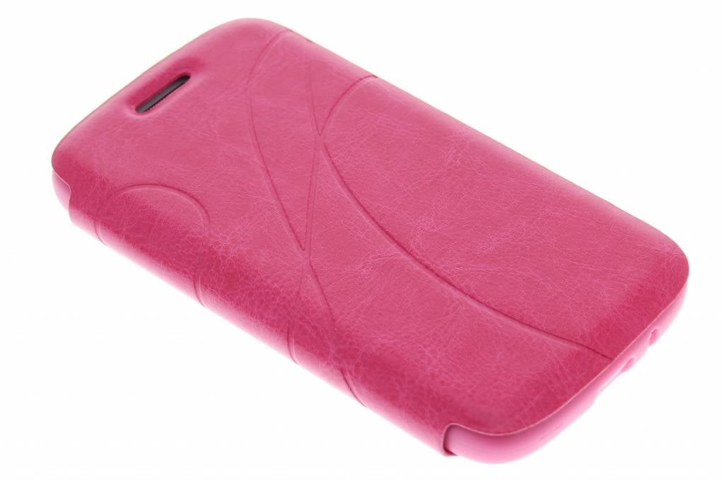 Image of Fuchsia TPU booktype hoes met lijnmotief voor de Samsung Galaxy Core