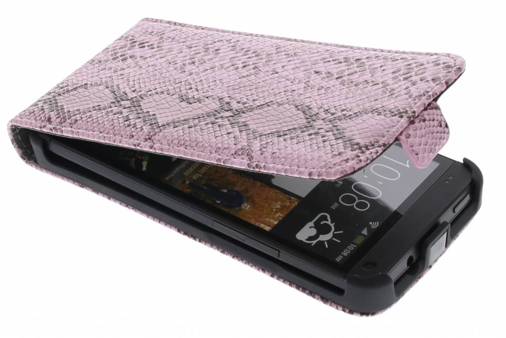 Image of Roze slangenhuid flipcase voor HTC One