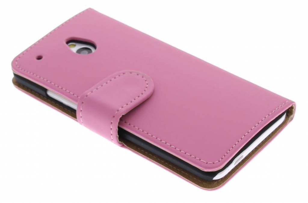 Image of Roze effen booktype hoes voor de HTC One Mini