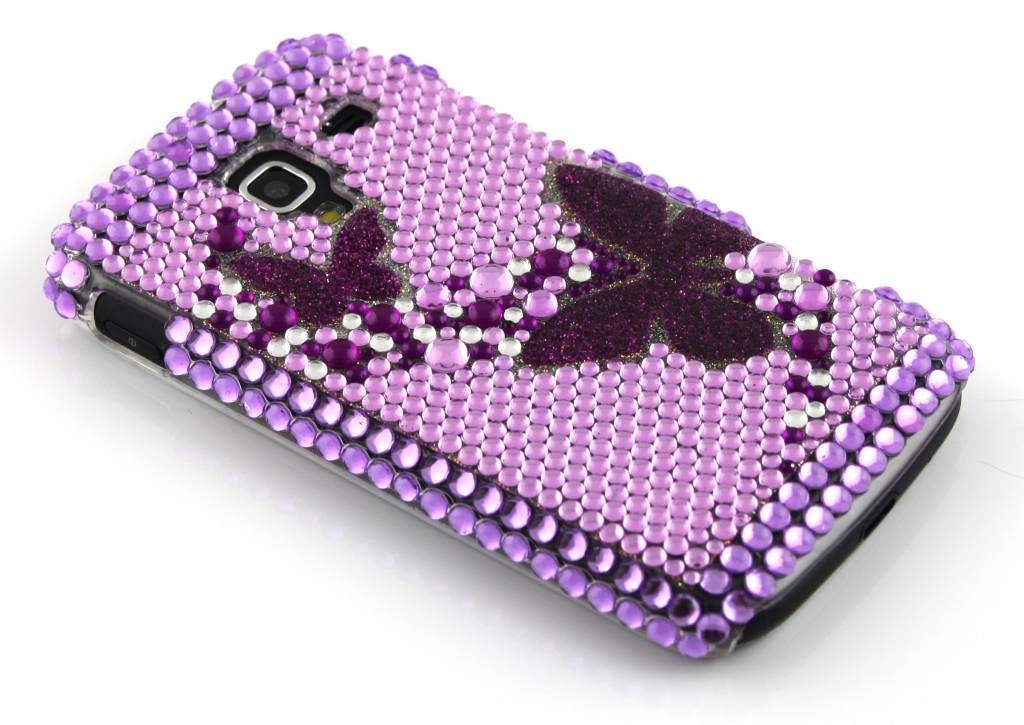 Image of Paars vlinder BlingBling hardcase hoesje met strass steentjes voor de Samsung Galaxy Ace 2 i8160