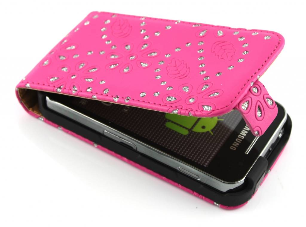 Image of Fuchsia bloemblad design flipcase voor de Samsung Galaxy Ace S5830