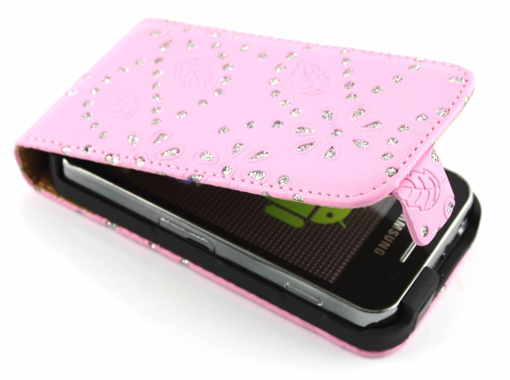 Image of Roze bloemblad design flipcase voor de Samsung Galaxy Ace S5830