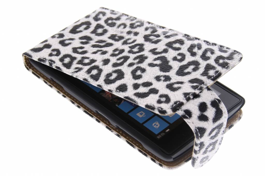 Image of Zwart/wit luipaard flipcase voor de Nokia Lumia 520