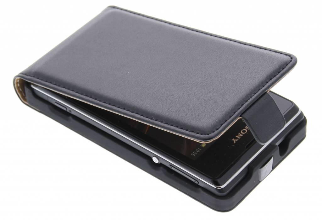 Image of Zwarte luxe flipcase voor de Sony Xperia E