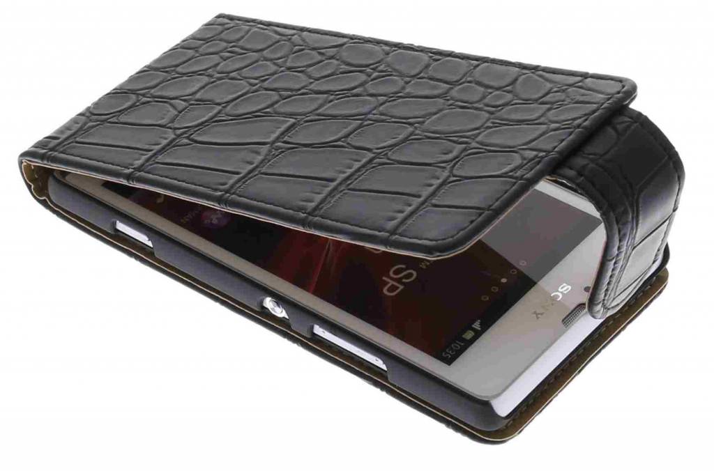 Image of Zwarte krokodil flipcase voor de Sony Xperia SP