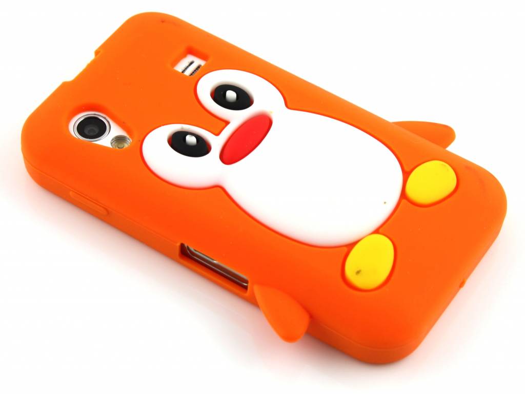 Image of Oranje pinguin siliconen hoesje voor de Samsung Galaxy Ace S5830