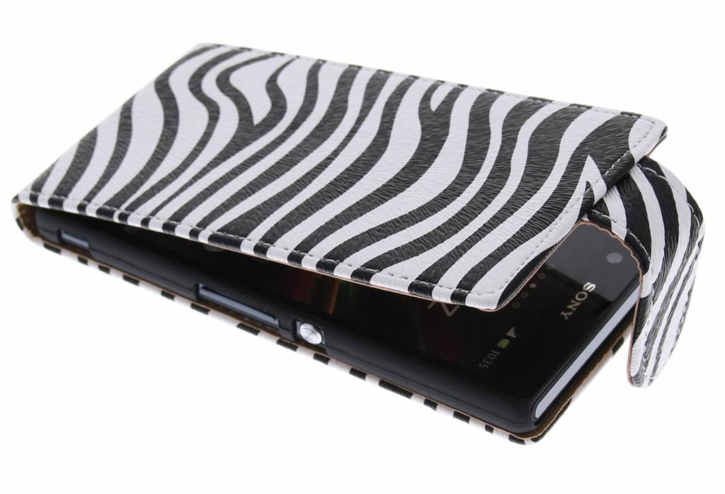 Image of Witte zebra classic flipcase voor de Sony Xperia Z