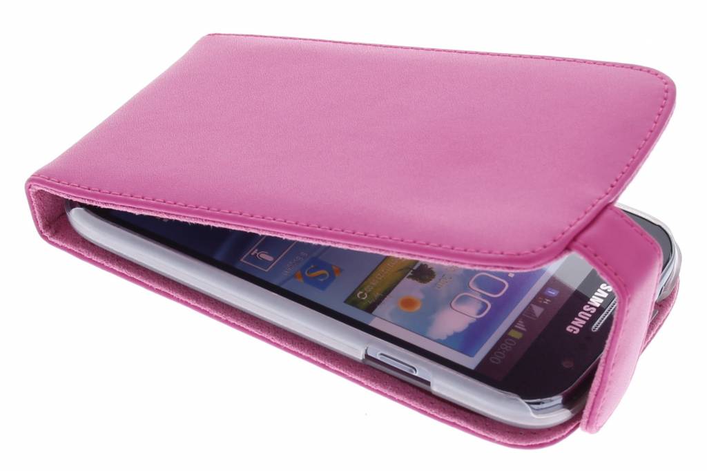 Image of Fuchsia stijlvolle genuine leather flipcase voor de Samsung Galaxy Grand (Neo)