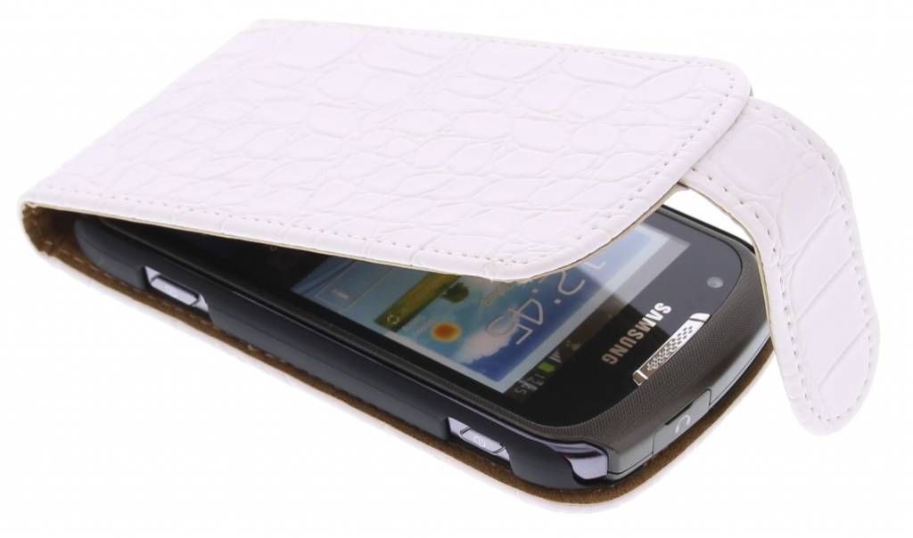 Image of Wit classic krokodil flipcase voor de Samsung Galaxy Xcover 2