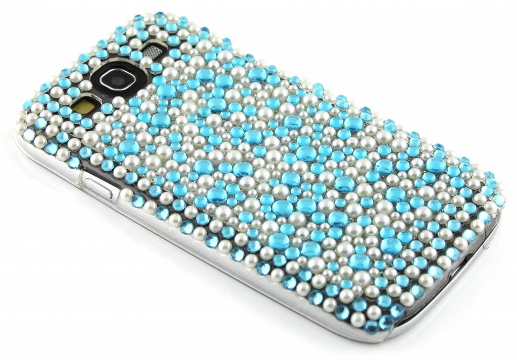 Image of Blauw pareltjes BlingBling hardcase hoesje met strass steentjes voor de Samsung Galaxy S3 / Neo
