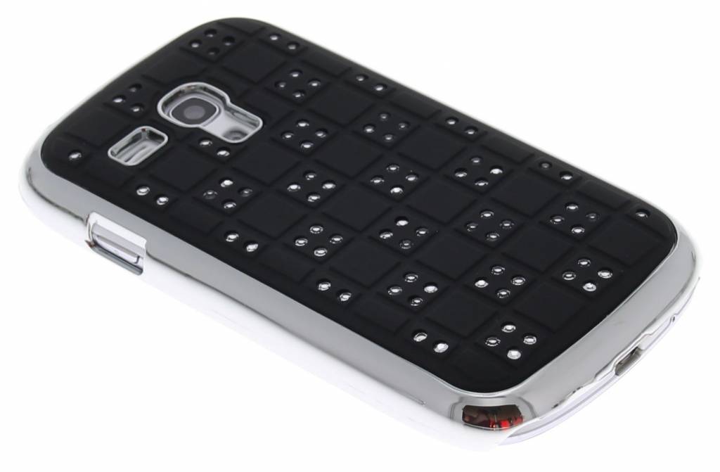 Image of Zwart domino hardcase hoesje met strass-steentjes voor Samsung Galaxy S3 Mini i8190