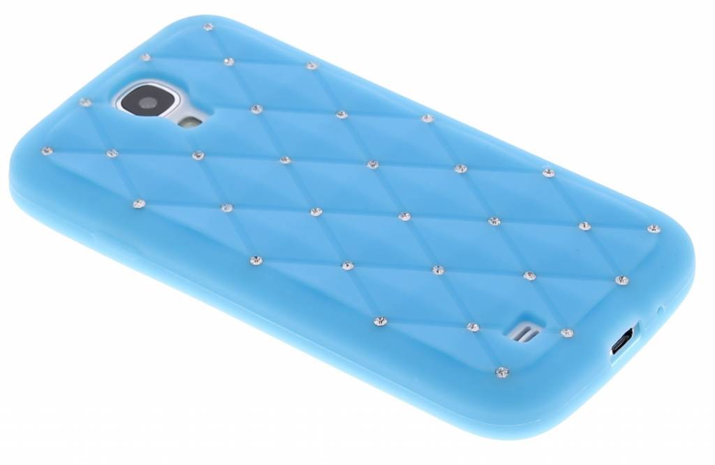 Image of Turquoise siliconen hoesje met Strass-steentjes voor de Samsung Galaxy S4