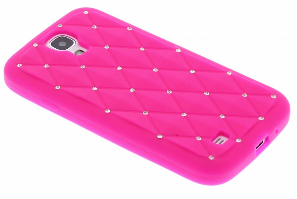 Image of Fuchsia siliconen hoesje met Strass-steentjes voor de Samsung Galaxy S4