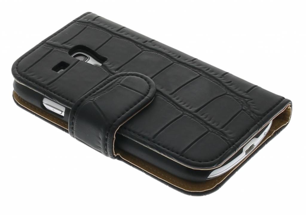 Image of Zwarte krokodil booktype hoes voor de Samsung Galaxy S3 Mini i8190