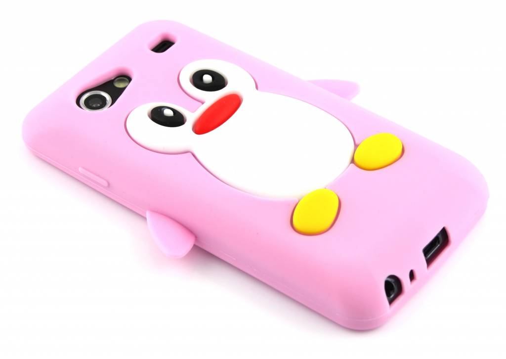 Image of Roze pinguin siliconen hoesje voor de Samsung Galaxy S Advance i9070